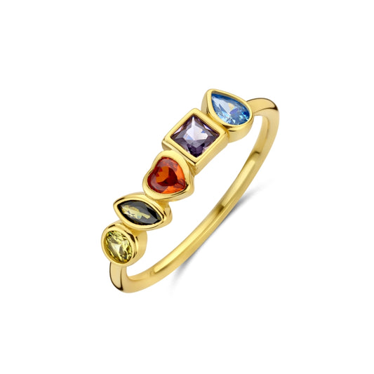 Gold ring with colorful gemstones showcasing NEW BLING Mod. 9NB-1572-54 design.