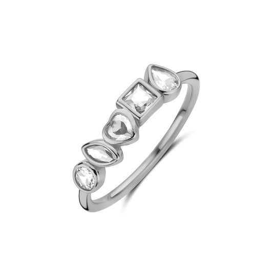 NEW BLING Mod. 9NB-1574-54 silver ring with unique geometric gemstone design, elegant jewelry piece for fashion accessories