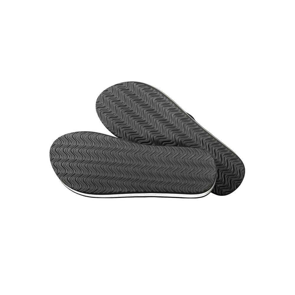 Napapijri Black Polyester Women Sandal with textured soles, showcasing the sophisticated craftsmanship and bold style.