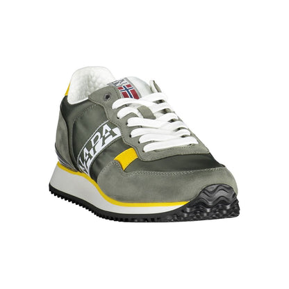 Napapijri Green Polyester Men Sneaker with bold accents and iconic logo, perfect blend of style and function.