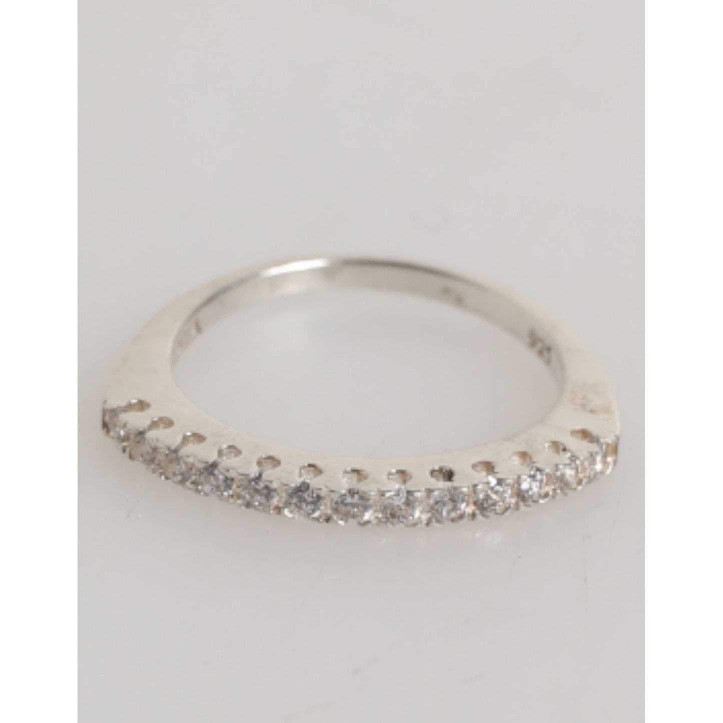 Nialaya Sterling Silver 925 Band Pave CZ Crystal Eternity Ring with clear cubic zirconia, elegant design, perfect for weddings or stacking.