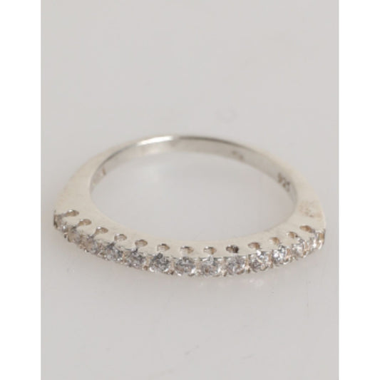 Nialaya Sterling Silver 925 Band Pave CZ Crystal Eternity Ring with clear cubic zirconia, elegant design, perfect for weddings or stacking.