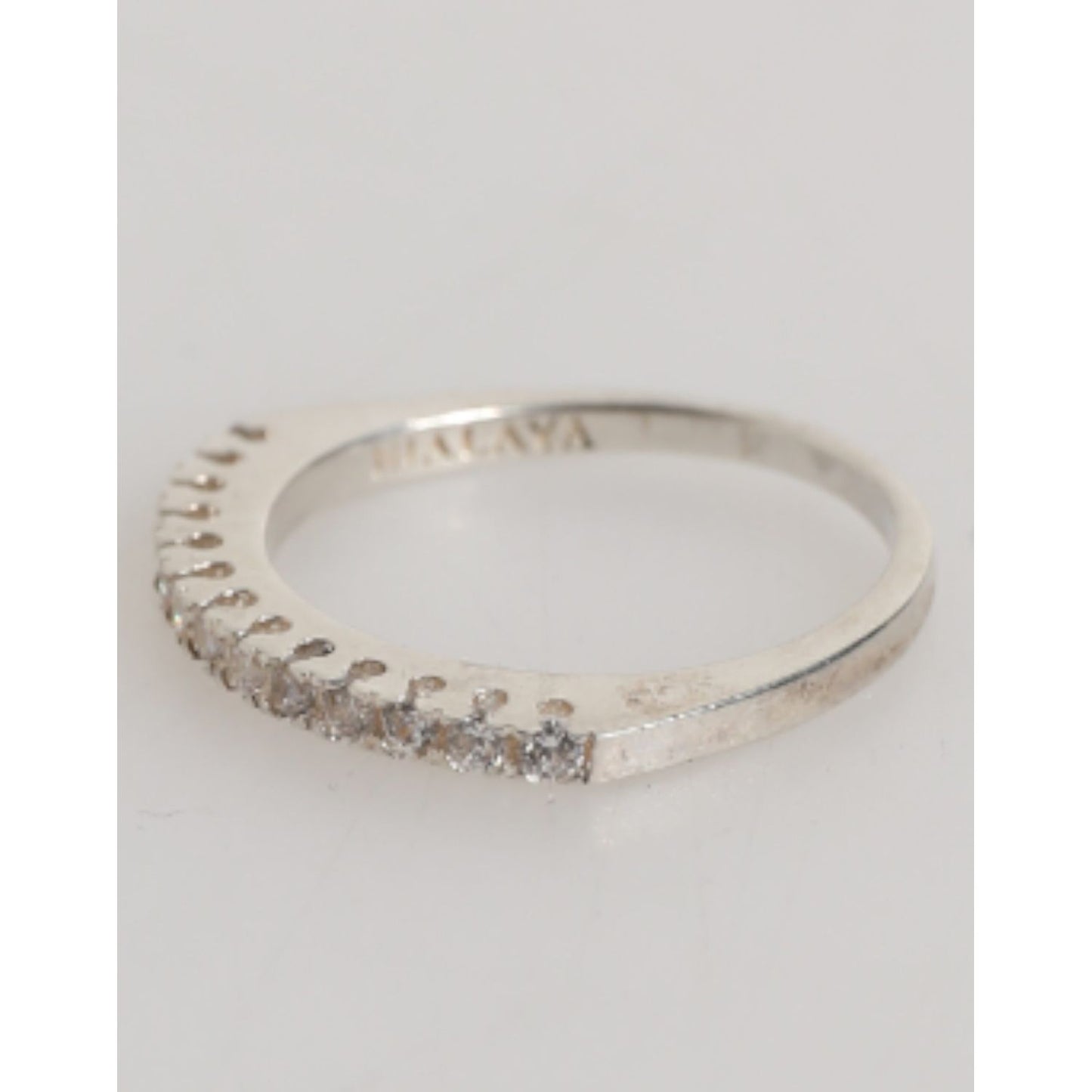 Nialaya Sterling Silver 925 Band Pave CZ Crystal Eternity Ring featuring half-eternity design with cubic zirconia crystals for women.