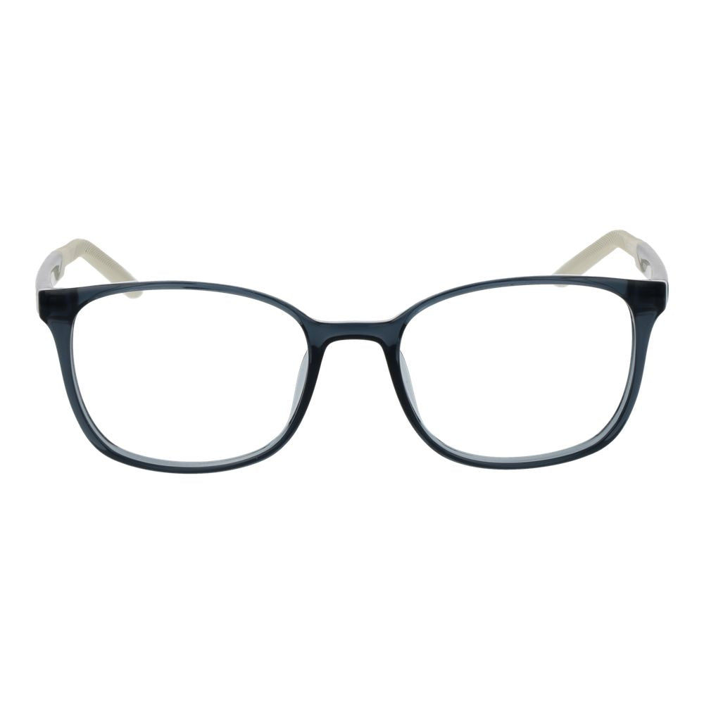 Nike Gray Unisex Glasses Frame in full-rim stainless steel with demo lenses, size 52-18-145, square style, for men and women.
