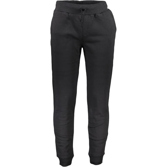 North Sails Black Cotton Pant with elastic waist, 3 pockets, ankle cuffs, and logo made of recycled fibers.