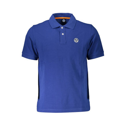 North Sails Blue Cotton Men Polo Shirt featuring iconic logo and smart design. Casual luxury and comfort in classic blue.