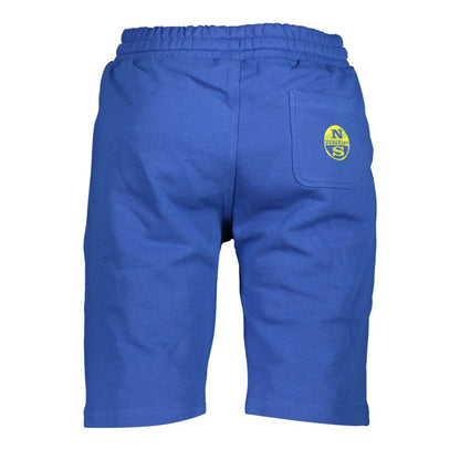 North Sails Blue Cotton Pant with elastic waistband, 3 pockets, and logo print, made of organic cotton, sporty trousers back view