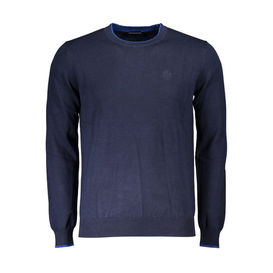 North Sails Blue Cotton Sweater with long sleeves, crew neck, contrasting details, and logo embroidery.