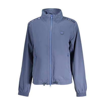 North Sails Blue Nylon Jackets & Coat with long sleeves, zip, contrasting details, and logo.
