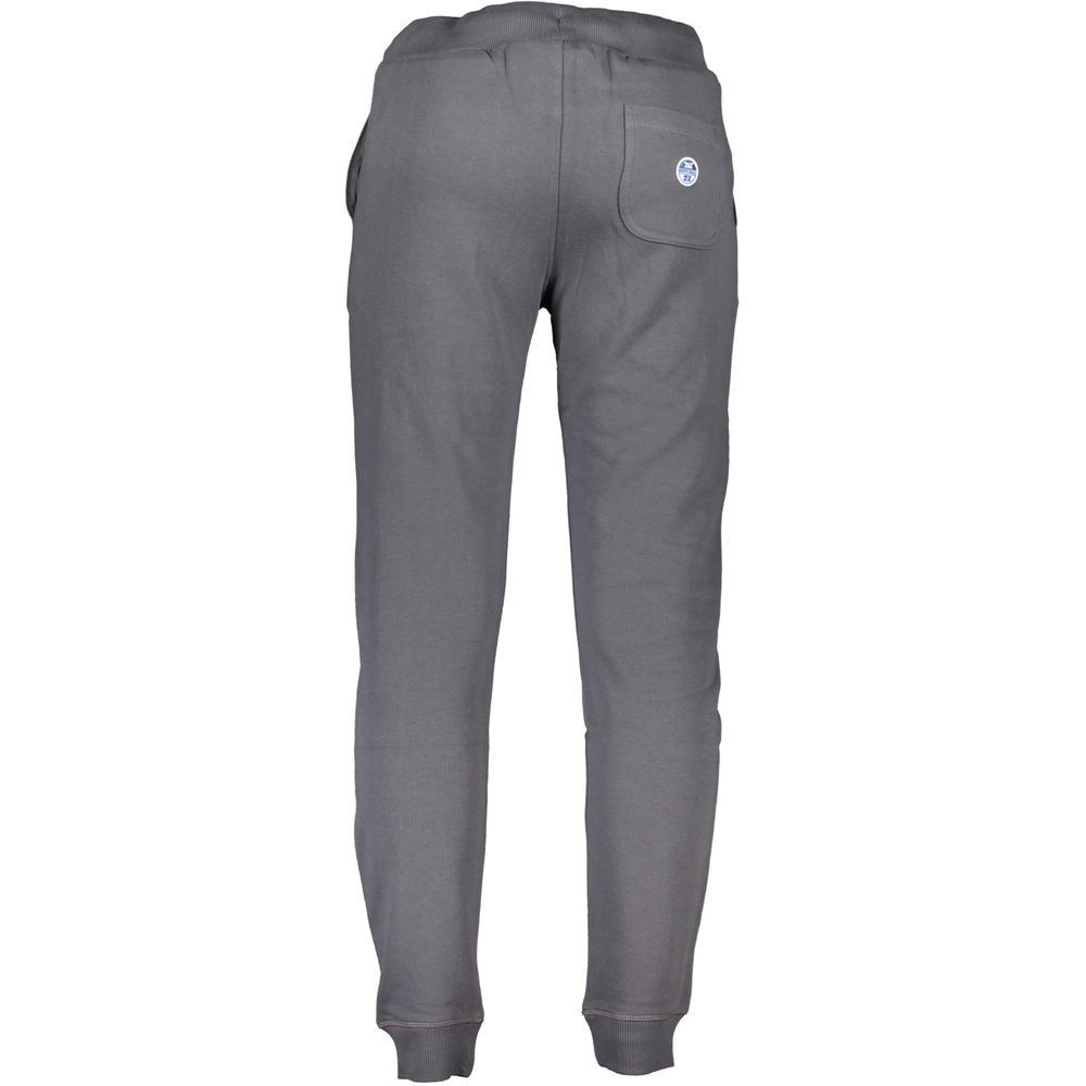 North Sails Gray Cotton Pant with elastic waist and ankle cuffs, featuring 3 pockets and logo application, made with recycled fibers.