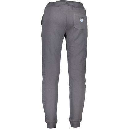 North Sails Gray Cotton Pant with elastic waist and ankle cuffs, featuring 3 pockets and logo application, made with recycled fibers.