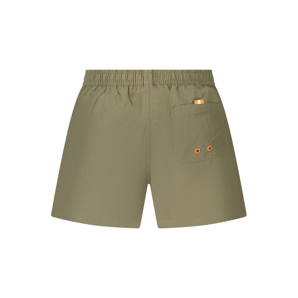 Back view of North Sails Green Cotton Swimwear featuring back pocket with elastic waist and contrasting details.