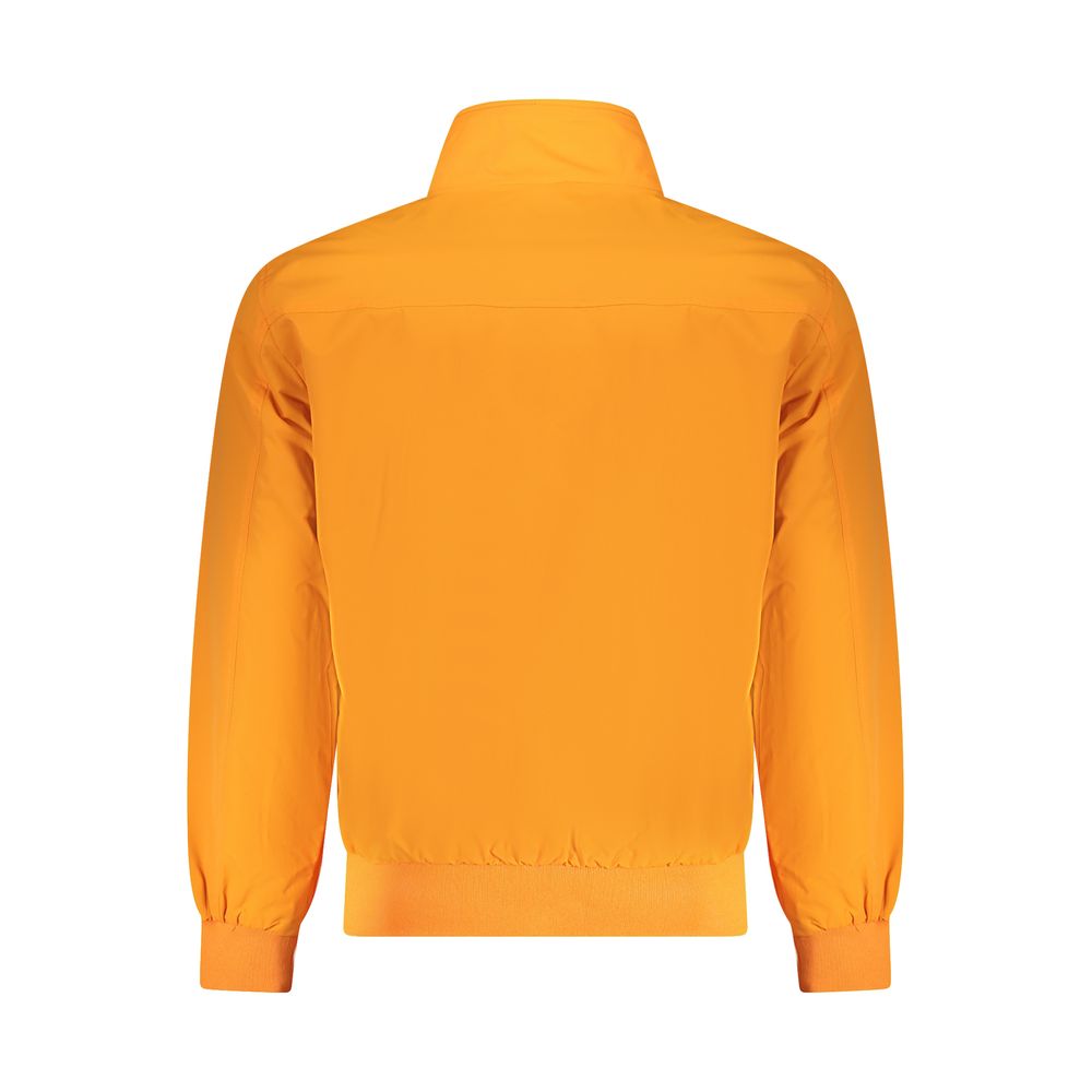 North Sails Orange Polyamide Men Jacket, back view showcasing slim fit and vibrant color.