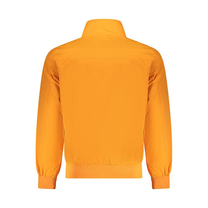 North Sails Orange Polyamide Men Jacket, back view showcasing slim fit and vibrant color.