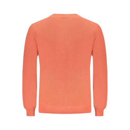 Back view of North Sails Pink Cotton Sweater with long sleeves and crew neck, featuring elegant logo detail.