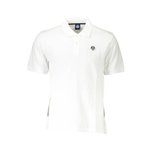 North Sails White Cotton Men Polo Shirt with embroidered logo and classic 2-button placket, perfect for casual elegance.
