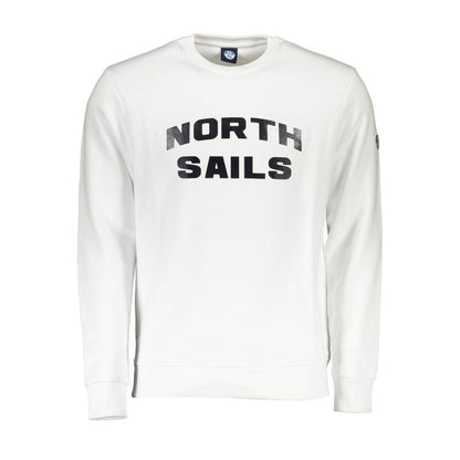 Alt Tag: North Sails White Cotton Men's Sweater with logo, showcasing a stylish and comfortable crew neck design for casual elegance.