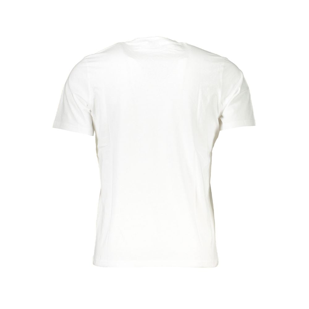 Back view of North Sails White Cotton T-Shirt, short sleeved with crew neck and logo print.