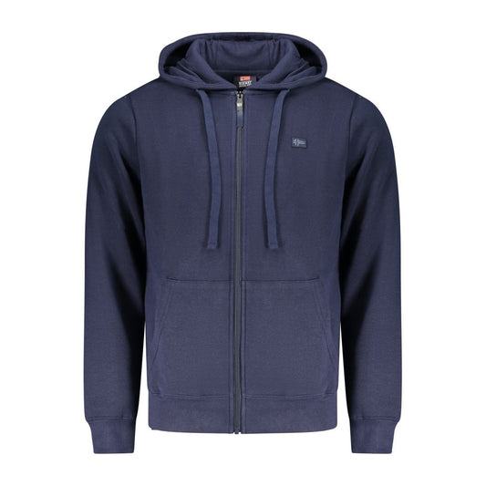 Norway 1963 Blue Cotton Men's Hoodie Sweatshirt with zip pockets and logo applique in navy blue.