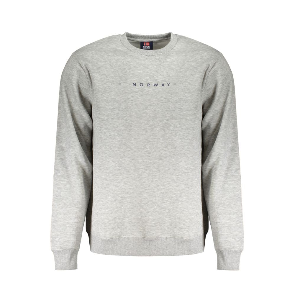 Norway 1963 Gray Cotton Men's Sweater with crew neck and emblematic print, showcasing casual style and comfort.