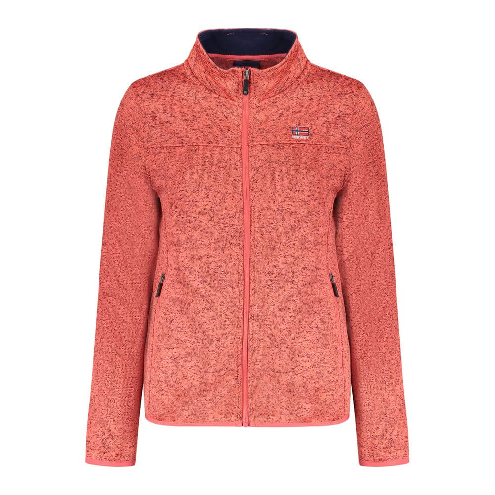 Norway 1963 Pink Polyester Women Sweater with zip pockets and logo embroidery