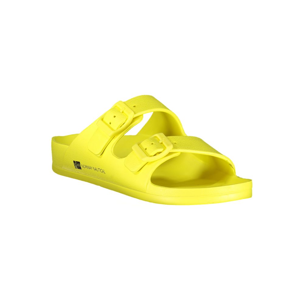 Norway 1963 Yellow Plastic Women Sandal with two bold buckles and iconic logo, offering retro-modern flair and durability.