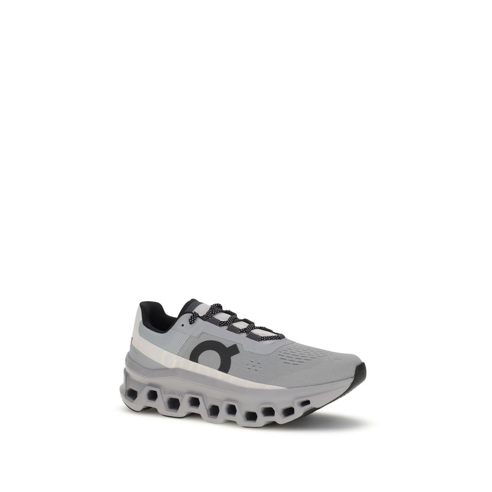 ON Gray Polyester Athletic Sneakers with cushioned sole and lace-up closure for secure fit.