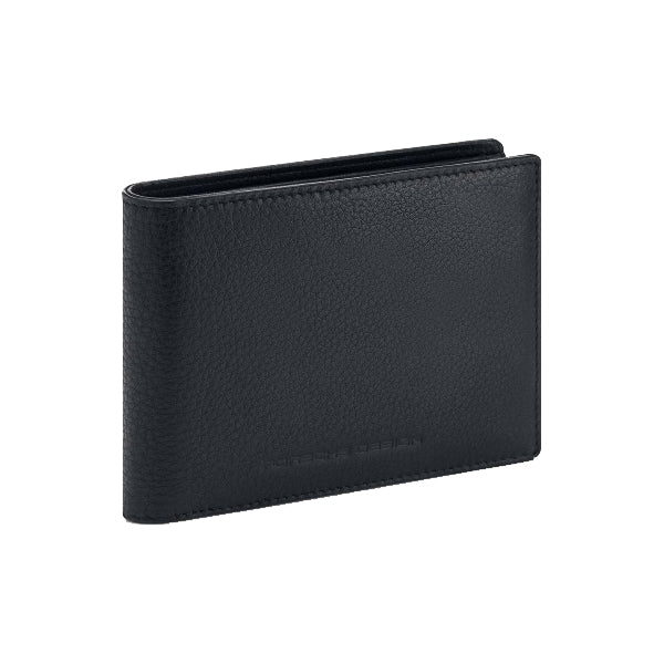Elegant black leather wallet PORSCHE PELLETTERIA MOD. OSO09905-005 with subtle embossed branding.