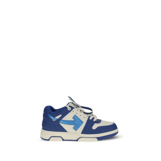 Off-White Blue Calf Leather Bos Taurus Low Top Sneakers with Arrows motif and Safety Tag