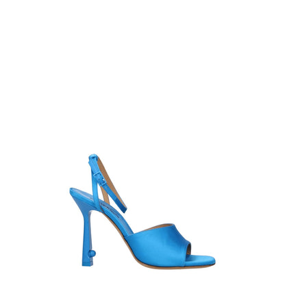 Off-White Blue Satin Stiletto Heel Sandals