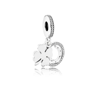 PANDORA Mod. 792089CZ silver clover charm for ladies, made in THAILAND, includes official packaging.
