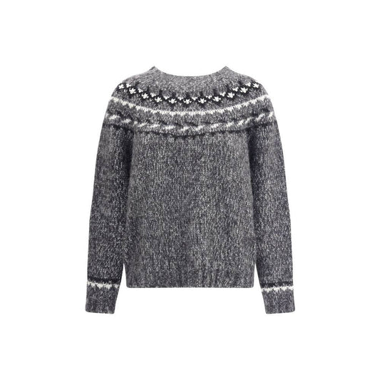 P.A.R.O.S.H. Gray Alpaca Vicugna Pacos Sweatshirt with geometric pattern and ribbed cuffs.