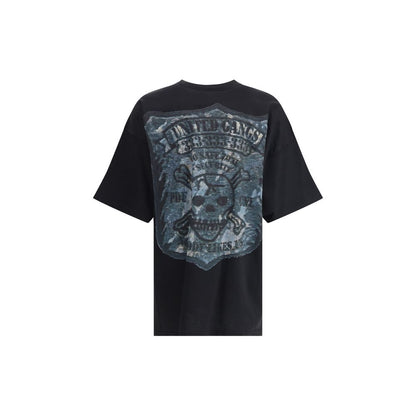 PDF Channel Black Cotton T-Shirt featuring The Boy Black Gangs oversized style with a graphic embossed screen print, crew neck, short sleeves.
