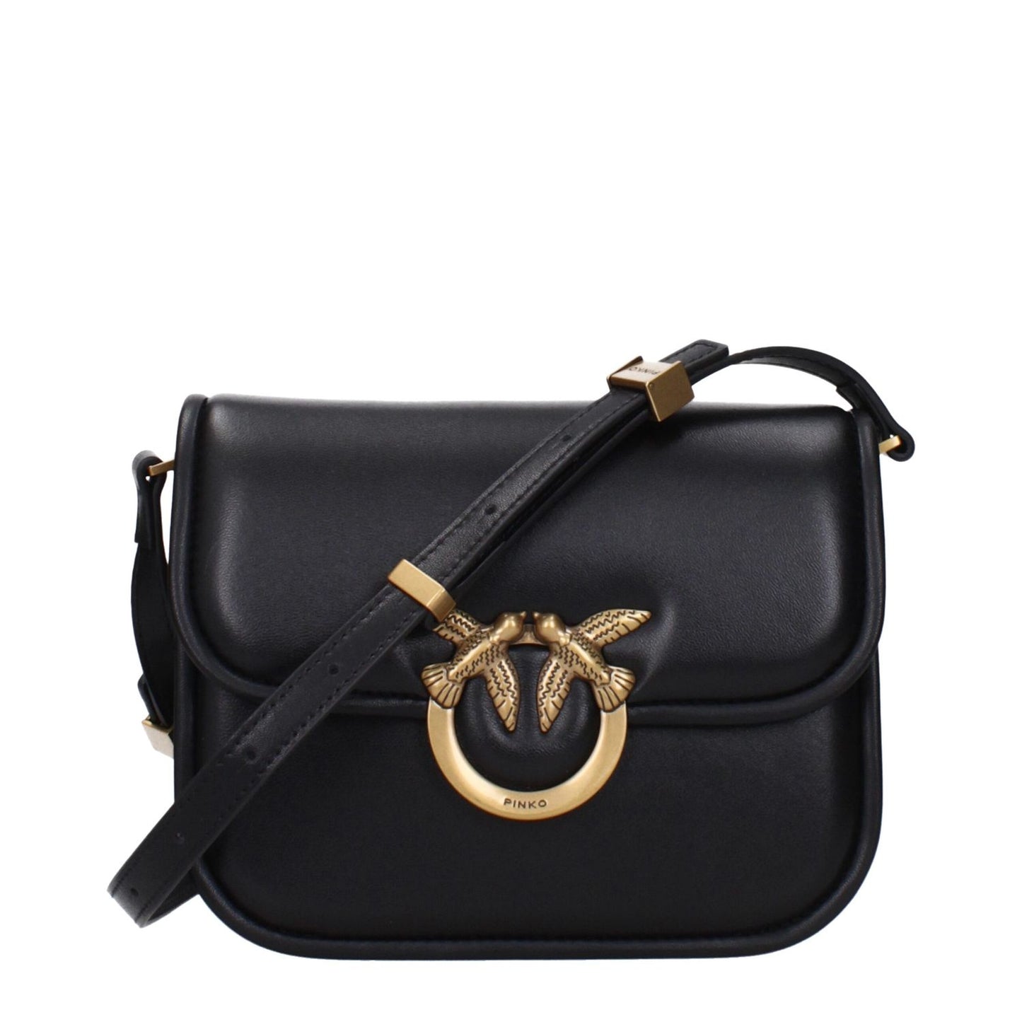 PINKO Black Leather Crossbody Bag