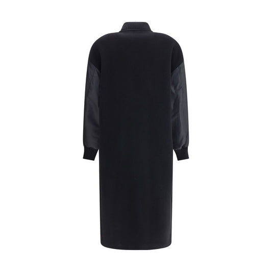 PINKO Long Coat in wool-blend cloth and technical satin PI-105640A2SLZ99-M