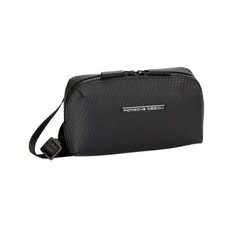 Black luxury bag PORSCHE PELLETTERIA MOD. OSU01535-001 with textured design and zipper closure
