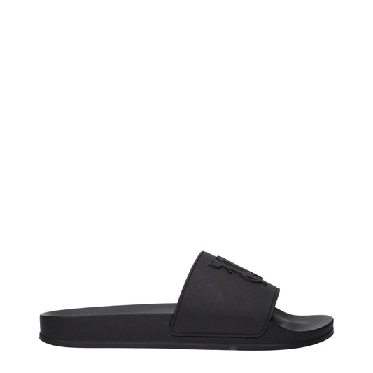 Palm Angels Black Cotton Slippers