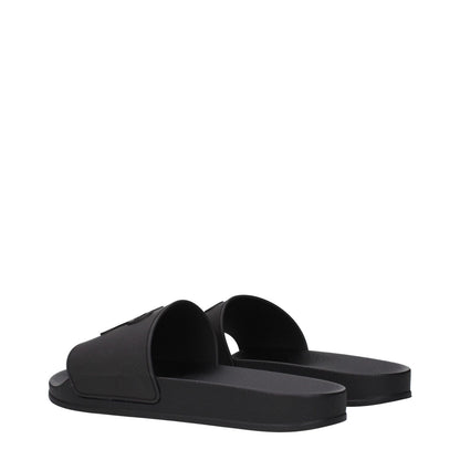 Palm Angels Black Cotton Slippers