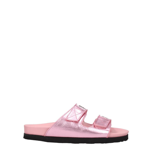 Palm Angels Pink Leather Slippers Sandals PA-8547358900489-EU36/US6