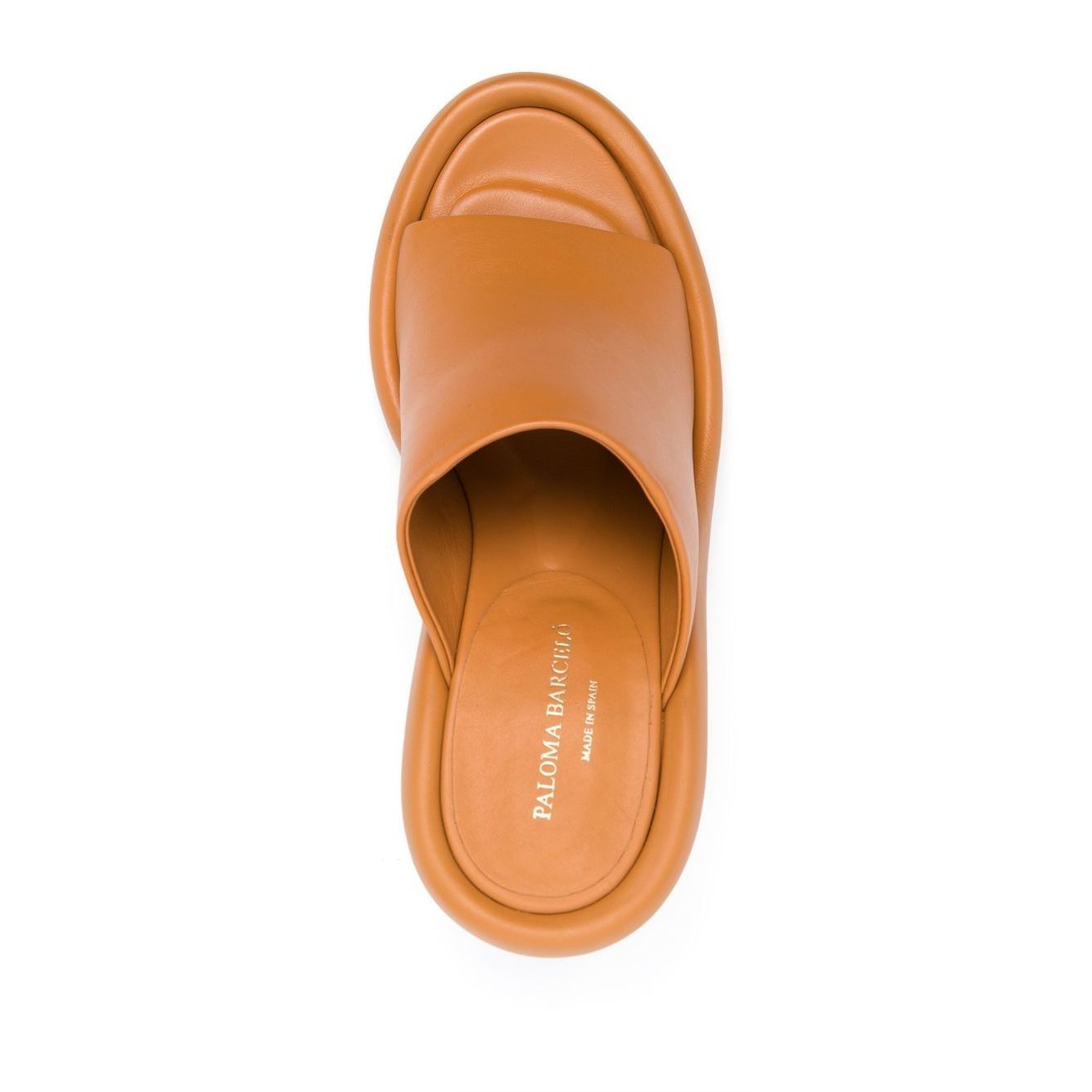 Paloma Barceló Paloma Barcelò Sandals Yellow, open-toe ochre leather slide with branded insole, 110mm high sculpted heel.