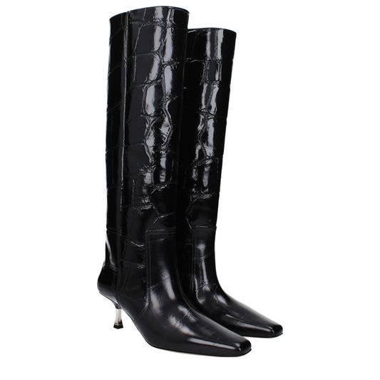Paris Texas Black Leather High Heel Boots PA-14884841849097-EU37/US7