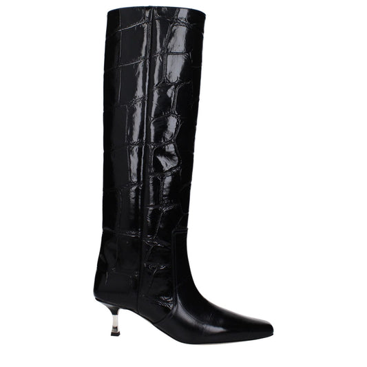 Paris Texas Black Leather High Heel Boots PA-14884841849097-EU37/US7