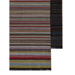 Dark red Paul Smith Signature Stripe wool and silk scarf with frayed edge.