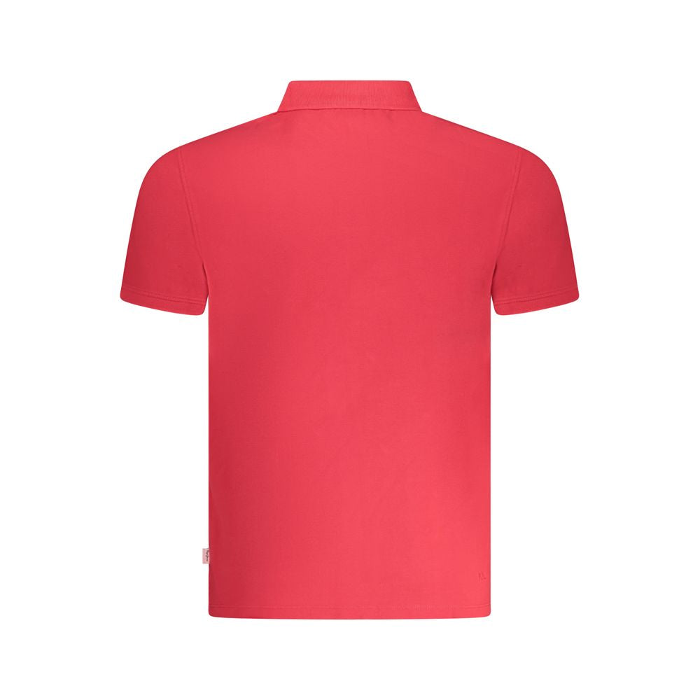 Pepe Jeans Red Cotton Men Polo Shirt back view showing vibrant color and short sleeves.