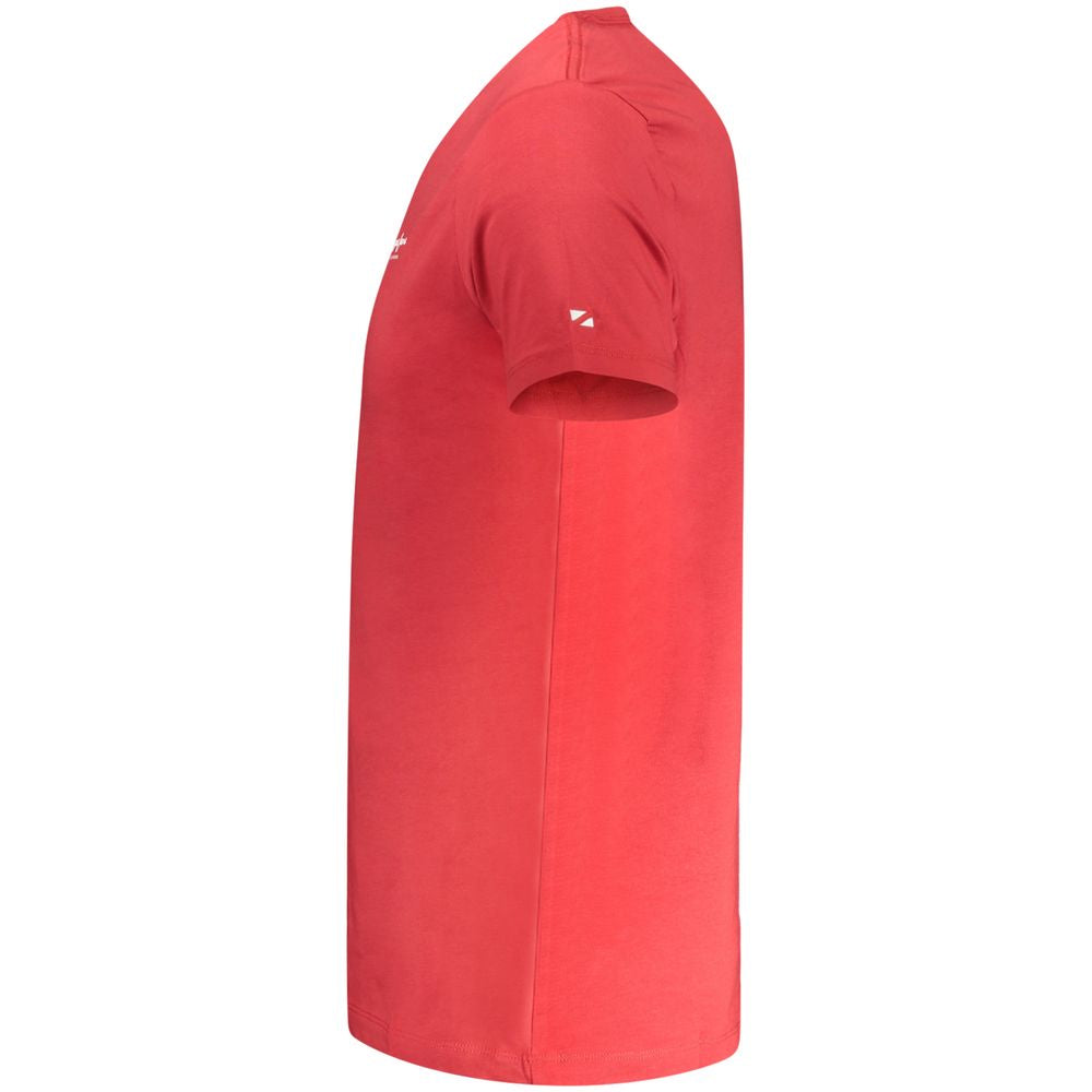 Pepe Jeans Red Cotton Men T-Shirt side view showing slim-fit and crew neck design