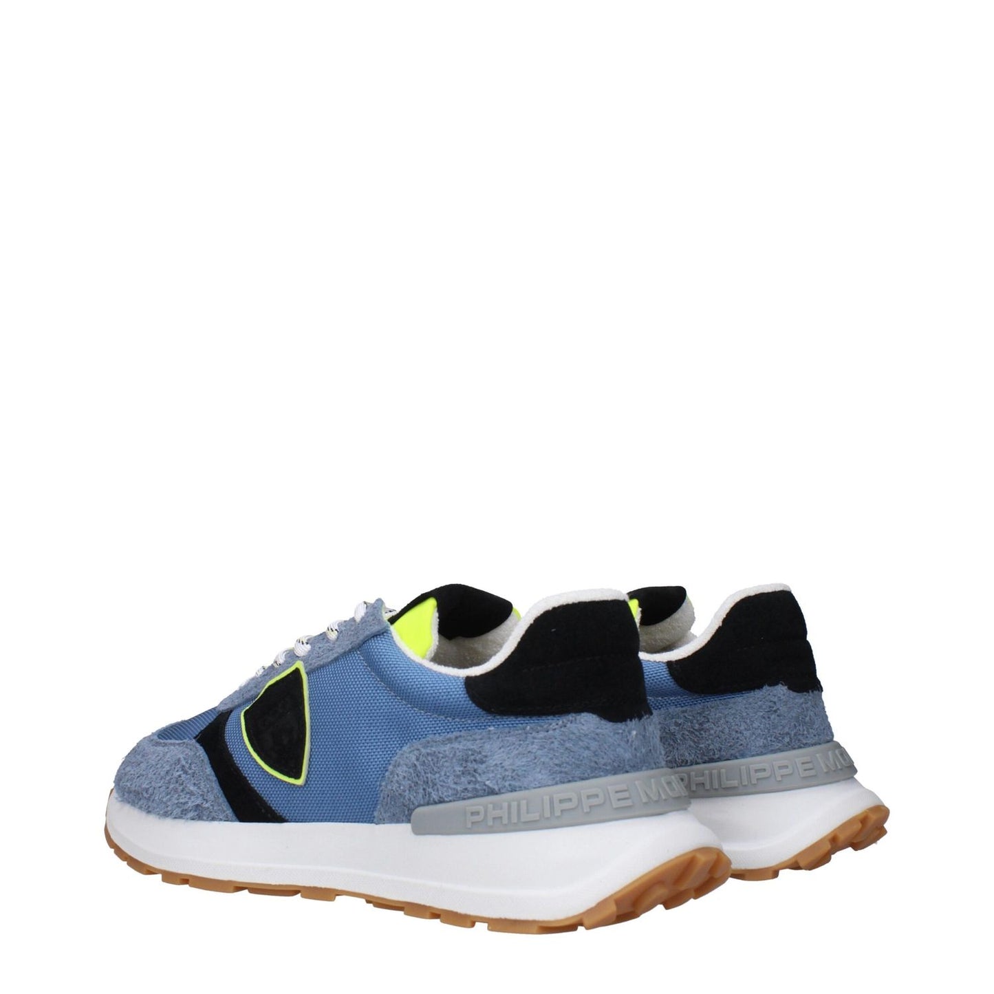 Philippe Model Blue Fabric Athletic Sneakers with vintage effect and logo detail, MPN ATLUZ0TB215, code F83282.