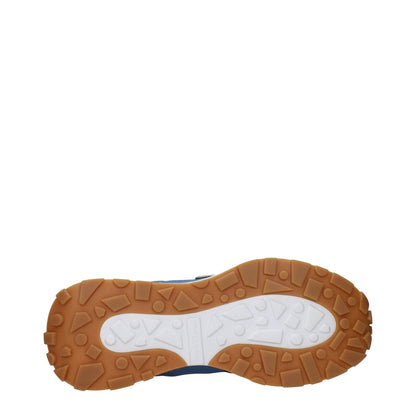 Sole view of Philippe Model Blue Fabric Athletic Sneakers with unique tread design, displaying the sneaker's durable and stylish outsole.