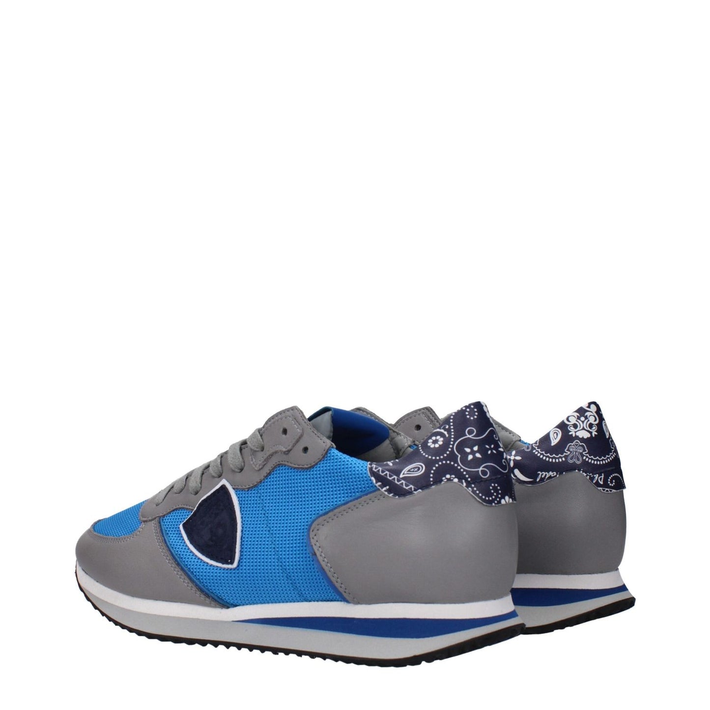 Philippe Model Blue Fabric Low Top Sneakers with front logo and side detail, MPN TZLUZ2TB357, code F83296.