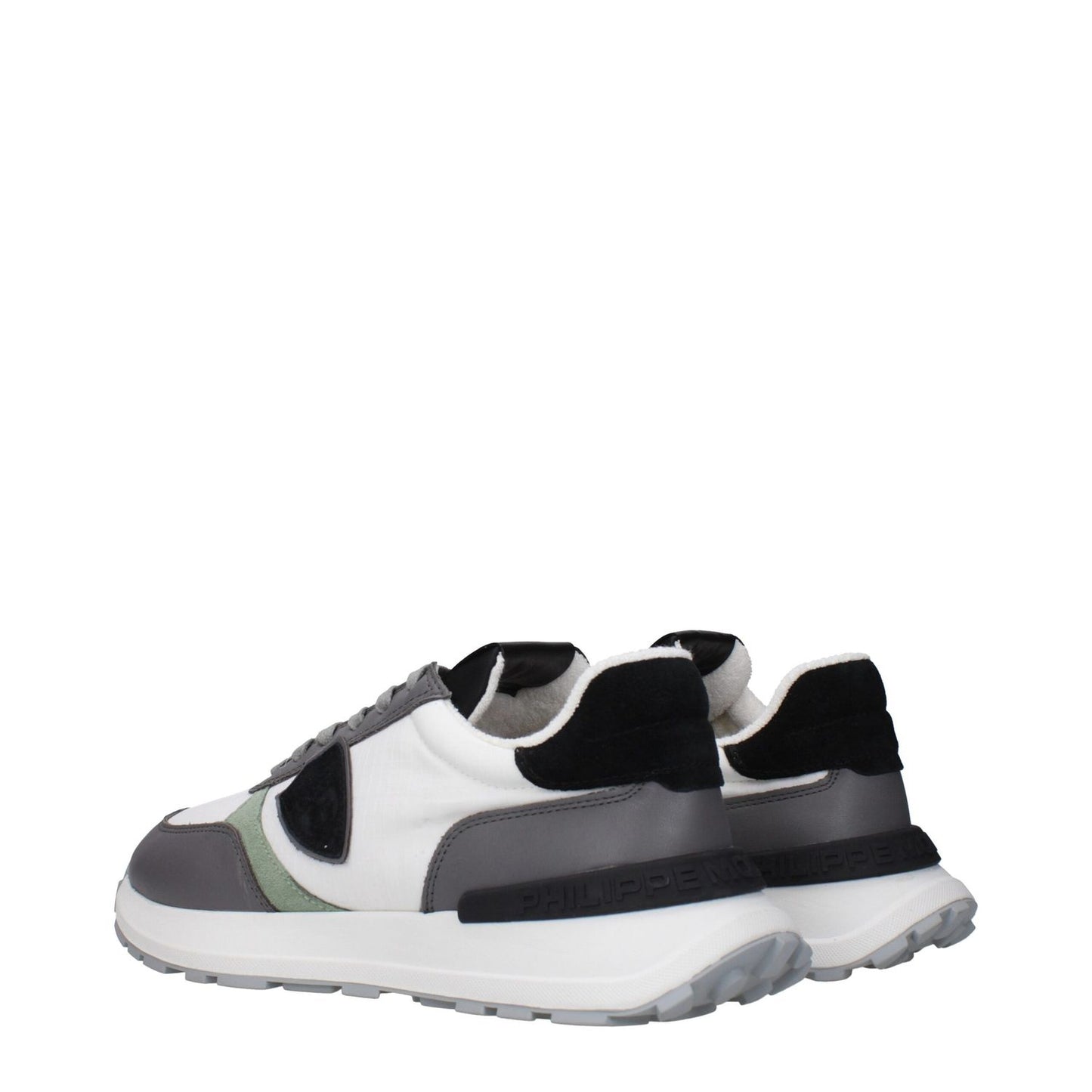 Philippe Model White Fabric Athletic Sneakers with front and back logos, vintage effect, MPN ATLUZ0PELLETB217, product code F83286.