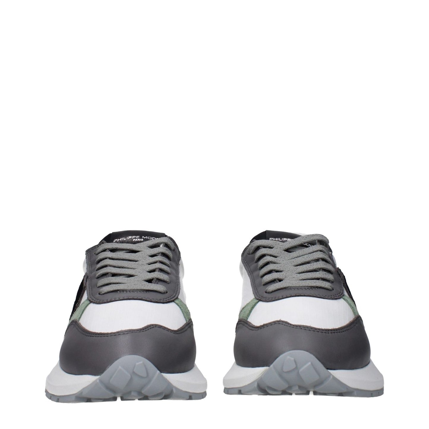 Philippe Model White Fabric Low Top Sneakers with front and back logo, vintage effect design, MPN ATLUZ0PELLETB317, product code F83288.